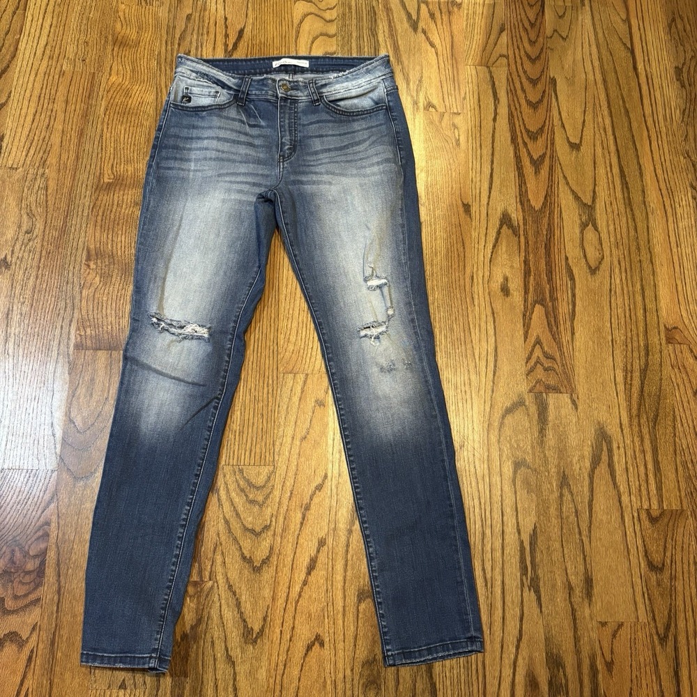 Kancan Womens Jeans Skinny‎ Denim Ripped Distressed Stone Wash Blue 27